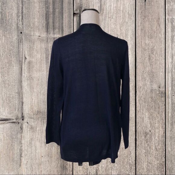 Susan Graver Navy Open Front Cardigan Sweater, Med - Picture 3 of 6